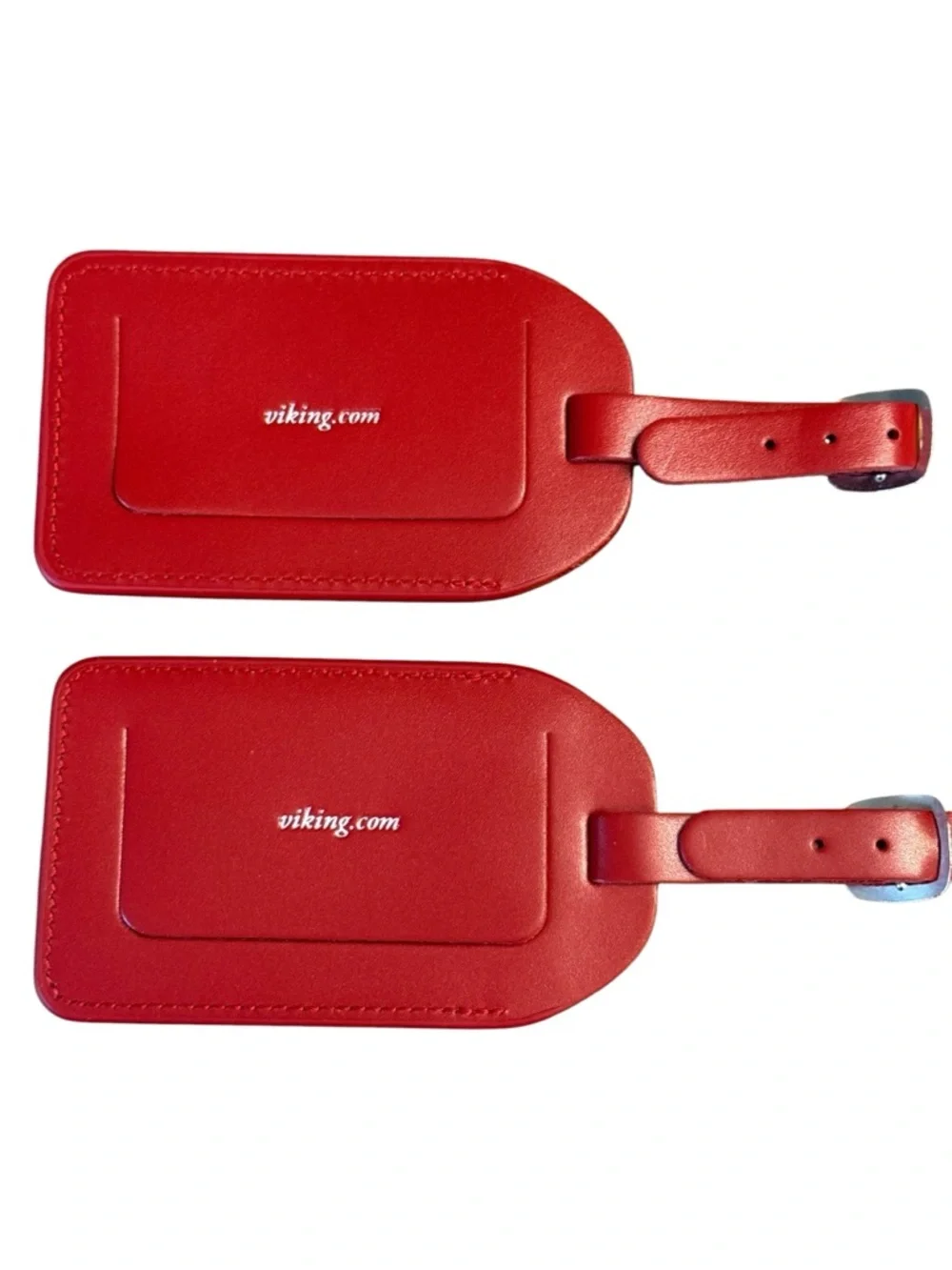Viking Red Leather Luggage Tag Set - Picture 2 of 7